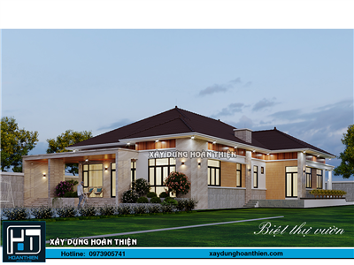 Mẫu biệt thự mái nhật hiện đại 1 tầng 2024